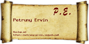 Petruny Ervin névjegykártya